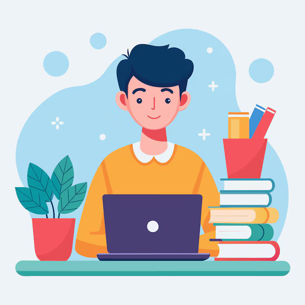 Student studying on computer